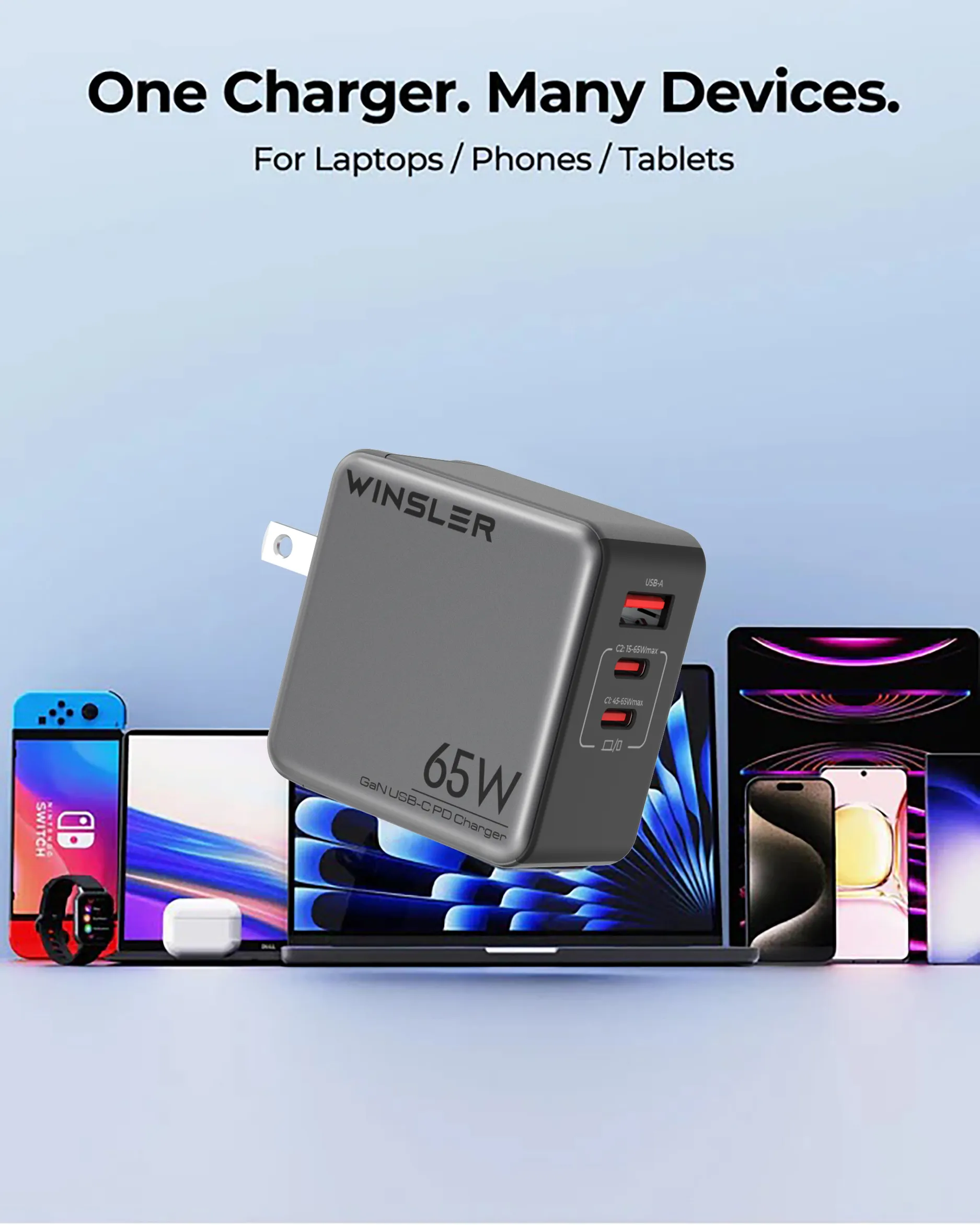 GaN 65W 2C1A