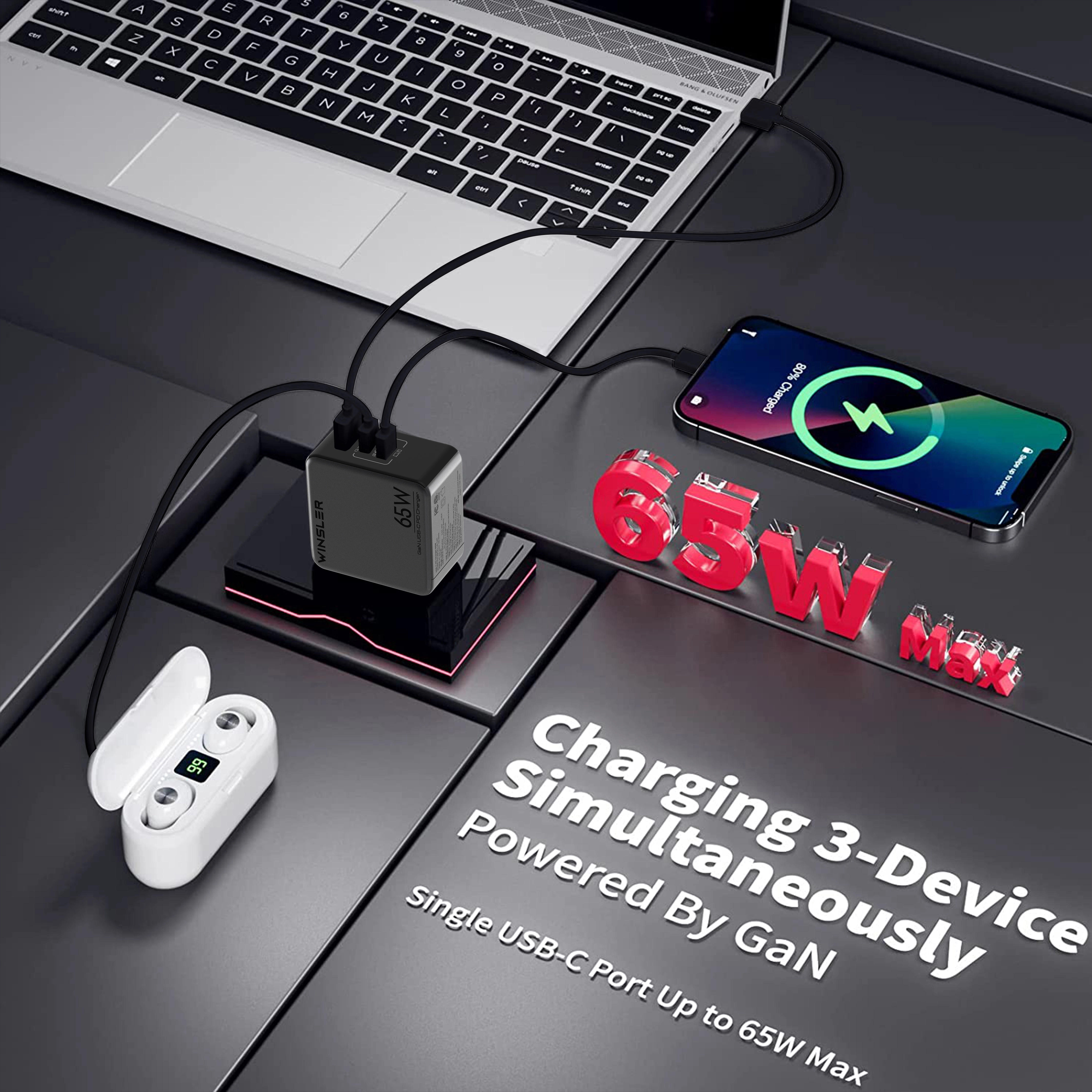 GaN 65W 2C1A